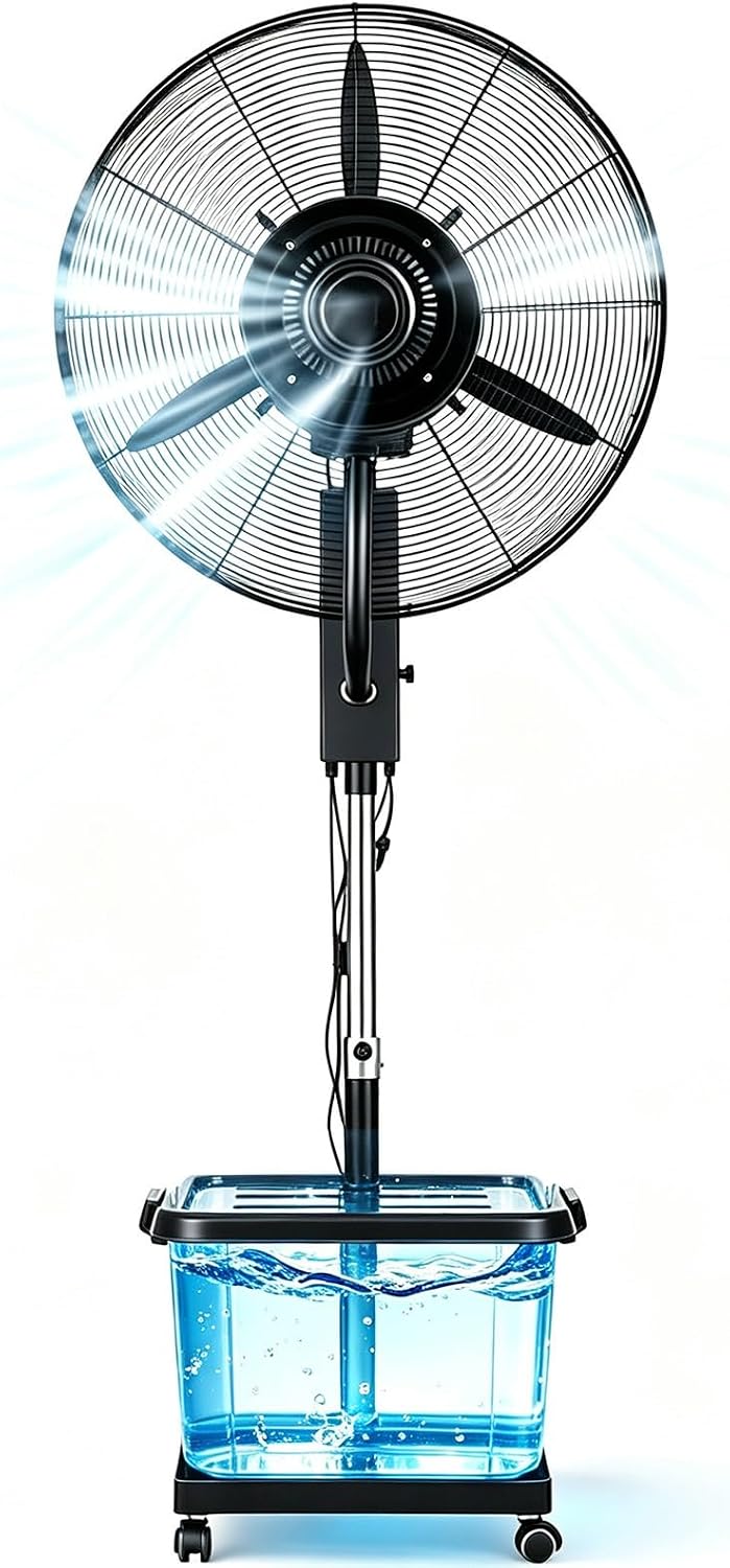 Großer Standventilatoren, Weiß, höhenverstellbar, 3 Geschwindigkeiten, Küche, Büro und Wohnzimmer