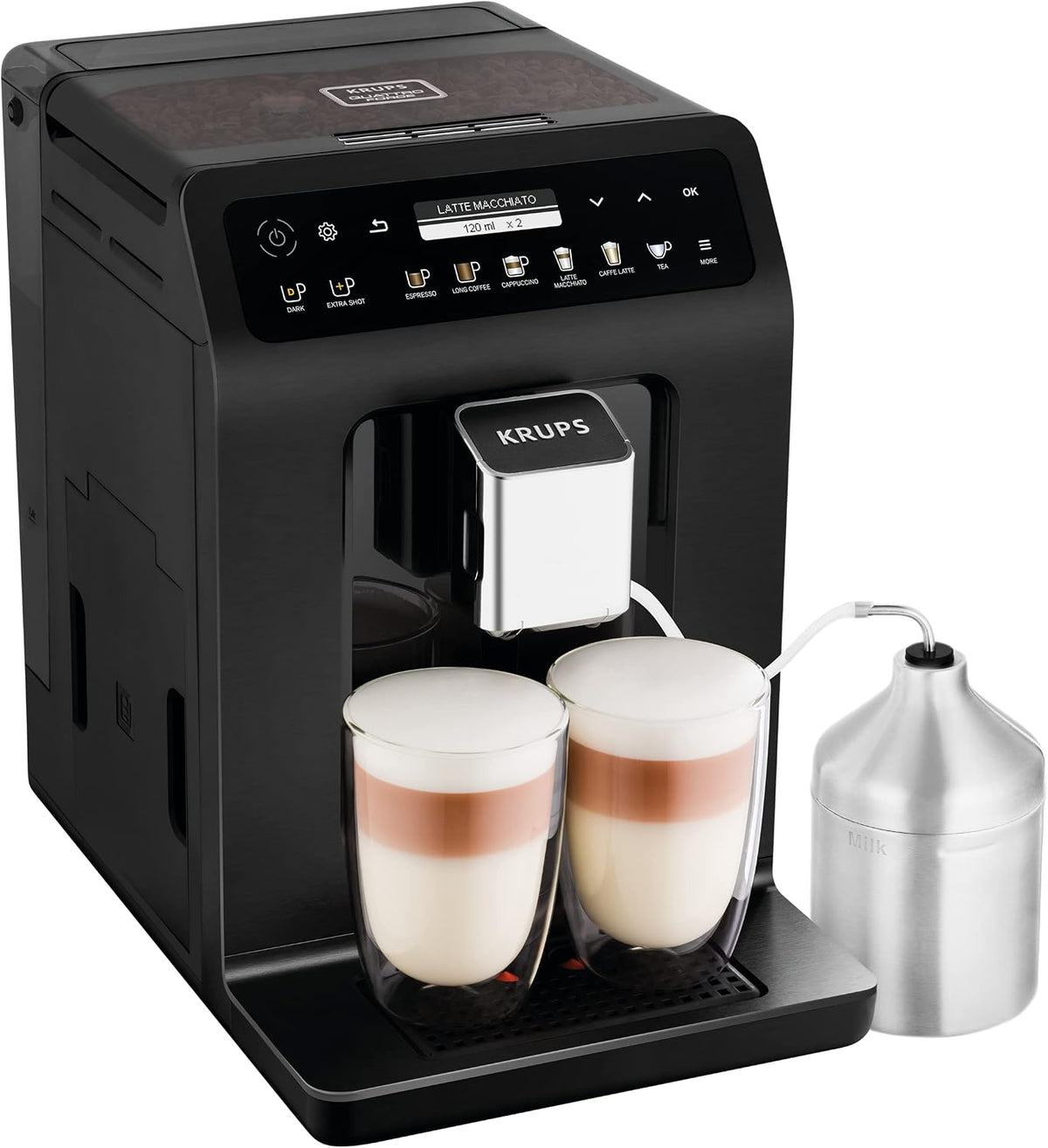 KRUPS Kaffeevollautomat, Schwarz, Evidence Plus One-Touch-Cappuccino EA8948 -Metallic und 14