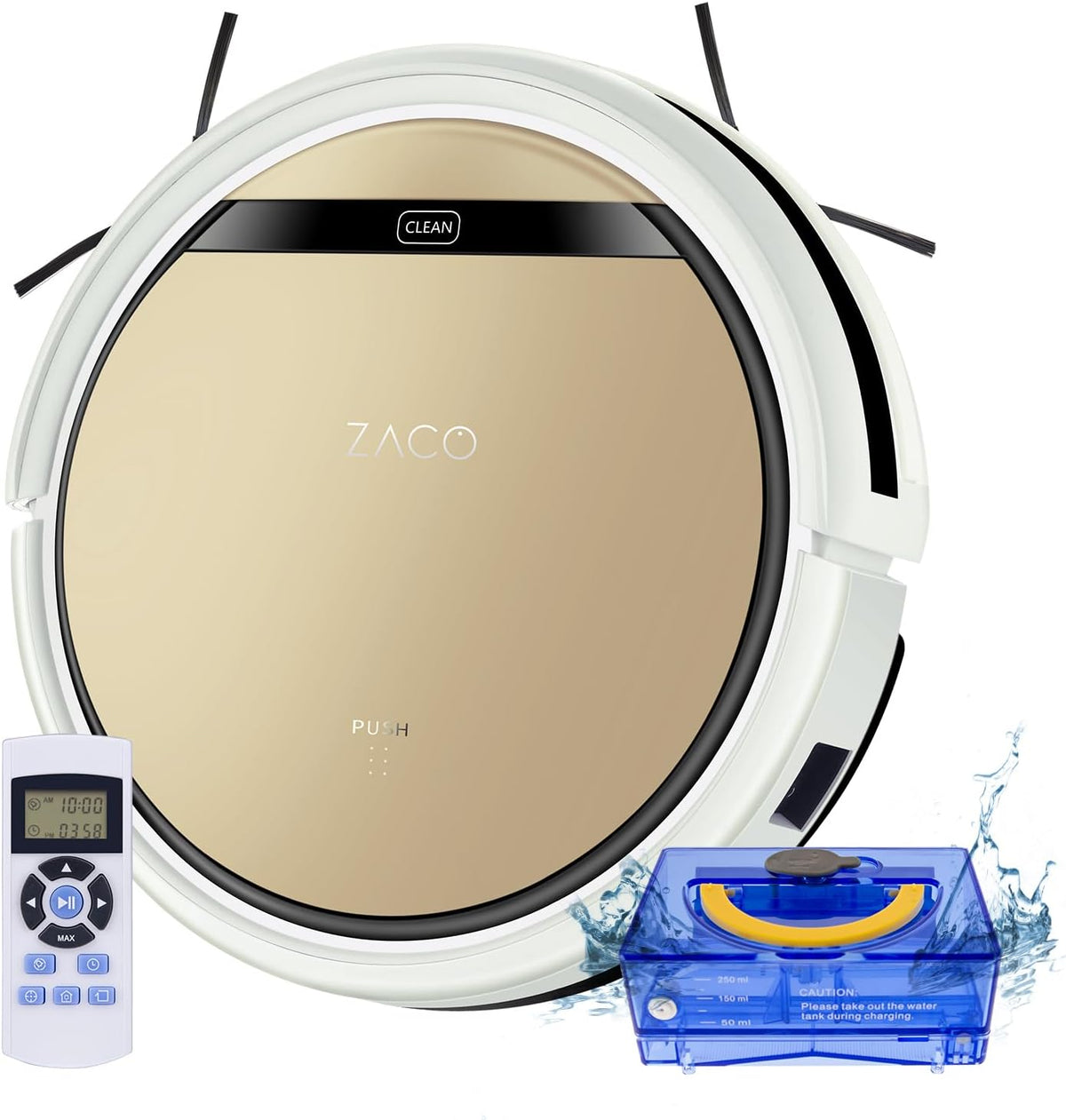 ZACO Saugroboter, 22 W, Gold, V5sPro mit Wischfunktion, automatischer Staubsauger Roboter, 2in1 nass Wischen bis zu 180qm oder Staubsaugen