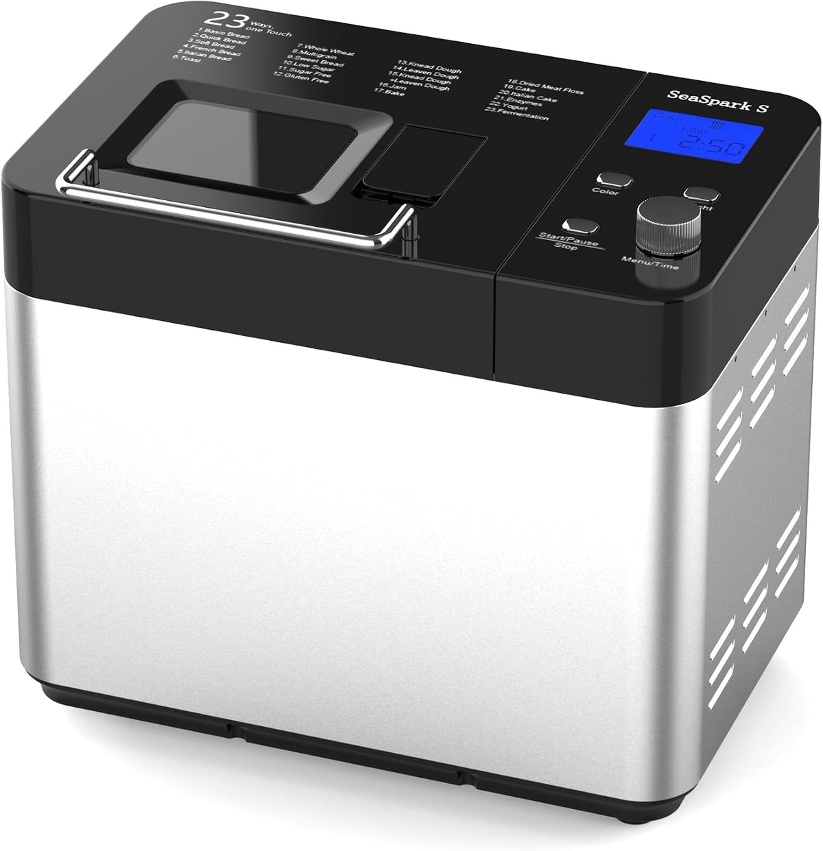 SeaSpark Brotbackautomaten, 1KG, Grau, Vollautomatischer Brotbackautomat mit Keramik, 23-in-1 Doppelheizung Brotbackmaschine mit Timer für Joghurt