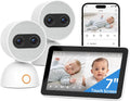 Meeye Monitor, 7 Zoll, Schwarz, Babyphone mit Kamera und HD Display, WLAN Baby mit Intuitiver App, Leiser Hybrid-Zoom (Zwei Objektive)