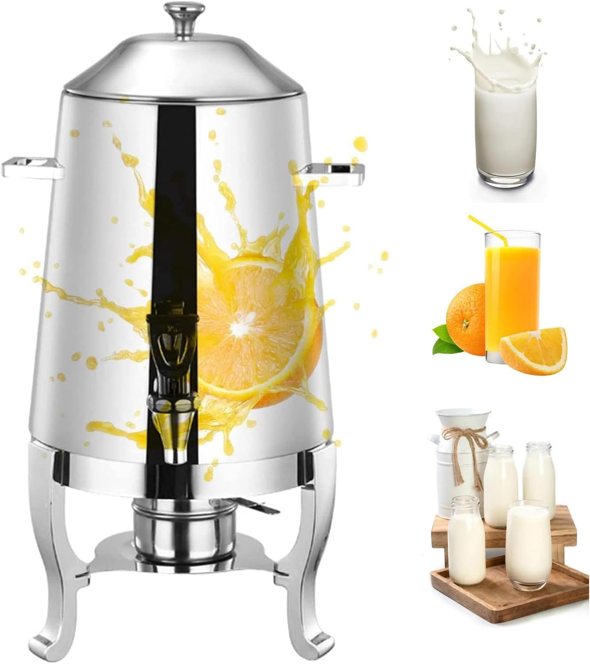 TYH Kaffeemaschine, 3,5 Liter, 13 L, Edelstahl, Silber, Große Gewerbliche ( /3, 5 Gallonen), Chrom-Akzente, Heißgetränkespender