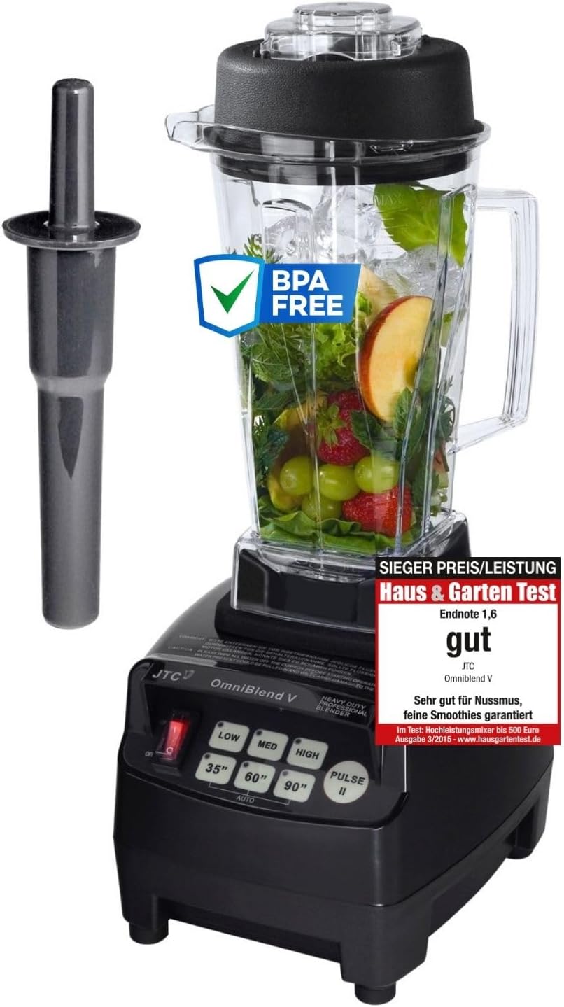 yayago Standmixer, 2 L, Schwarz/Silber, OmniBlend Smoothie Maker in schwarz I Smoothie Mixer