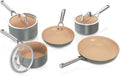 Ninja Topf- & Pfannensets, 24 cm, 20 cm, Schwarz, Extended Life 5-teiliges Keramik-Kochgeschirr-Set, ofenfest 285 °C