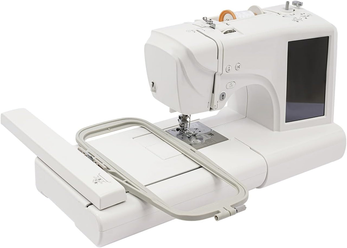 YyanLAK Stickmaschinen, 7 Zoll, Grau, Computergesteuerte Stickmaschine Nähmaschine mit LCD, 96 Stickmuster, 162 Nähmuster