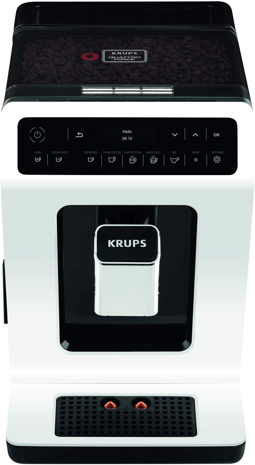 KRUPS Kaffeemaschine, 1450 W, 2,3 l, 2.3 L, Weiß, ea8911 freistehend vollautomatisch Maschine Espresso 2Tassen, Espressomaschine (freistehend