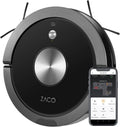 ZACO Saugroboter, 7,6 cm, Schwarz, A9sPro mit Wischfunktion, App & Alexa, flach, Staubsauger Roboter mit Raumkarte & Mapping