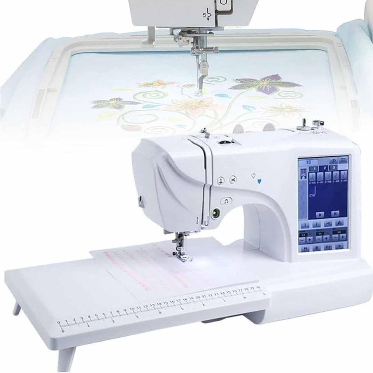 DDZJTPP Stickmaschinen, Grau, Näh Und Stickmaschine, Elektrische Stickmaschine, Automatische Nähmaschine Mit 7-Zoll-LCD-Touchscreen