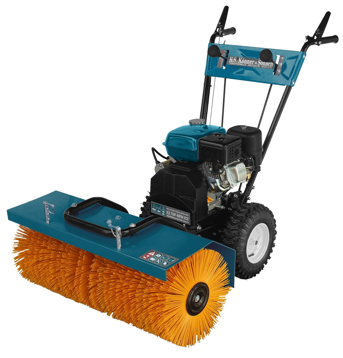 K&S Könner&Söhnen Schneefräse, Schwarz, & Benzin Kehrmaschine KS 7HP-MFM 80E, Multifunktionsmaschine für eine Vielzahl von Anwendungen