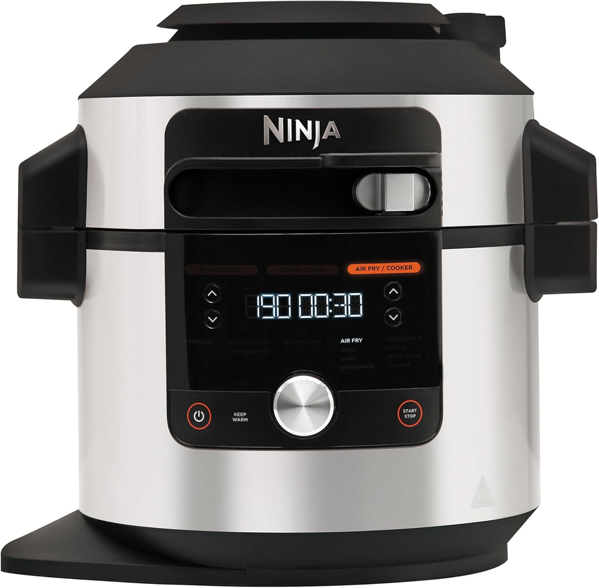 Ninja Heissluftfritteuse, 7,5 L, Silber, Foodi MAX Multikocher mit SmartLid, 12-in-1 Multicooker, Pressure Cooker Schnellkochen