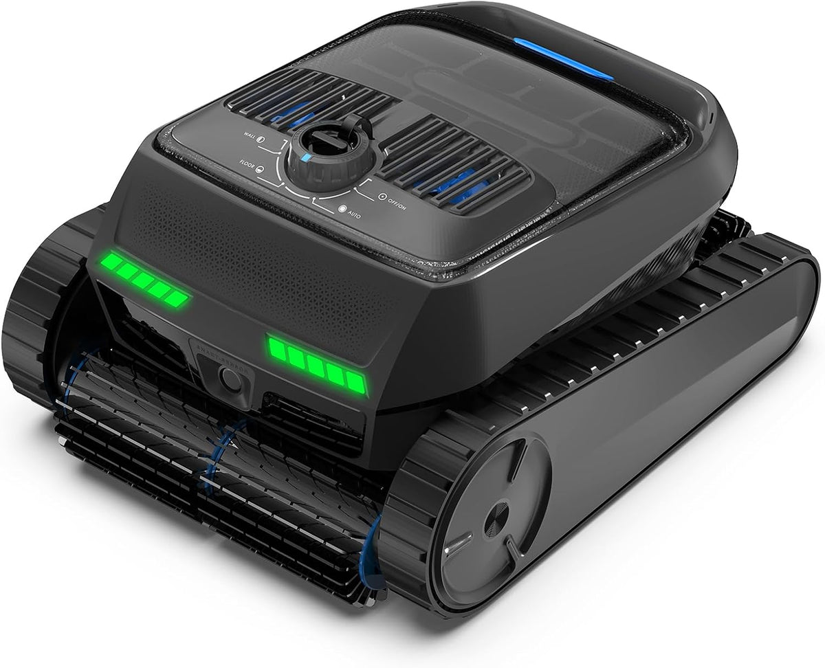 BOTLUXE Poolroboter, Schwarz, Akku Kabelloser, Boden und Wand, Wasserlinie, Ultraschall-Detektion, Intelligenten Navigation (PC200lite)