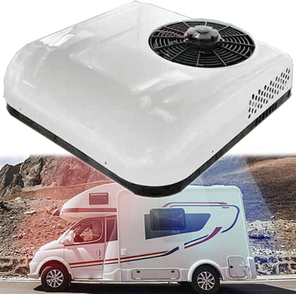 ExoticaBlend Mobiles Klimagerät, 12 V, 24 V, 24v, Weiß, / Dachklimaanlage für Wohnmobile, DC-Klimaanlage, für LKW