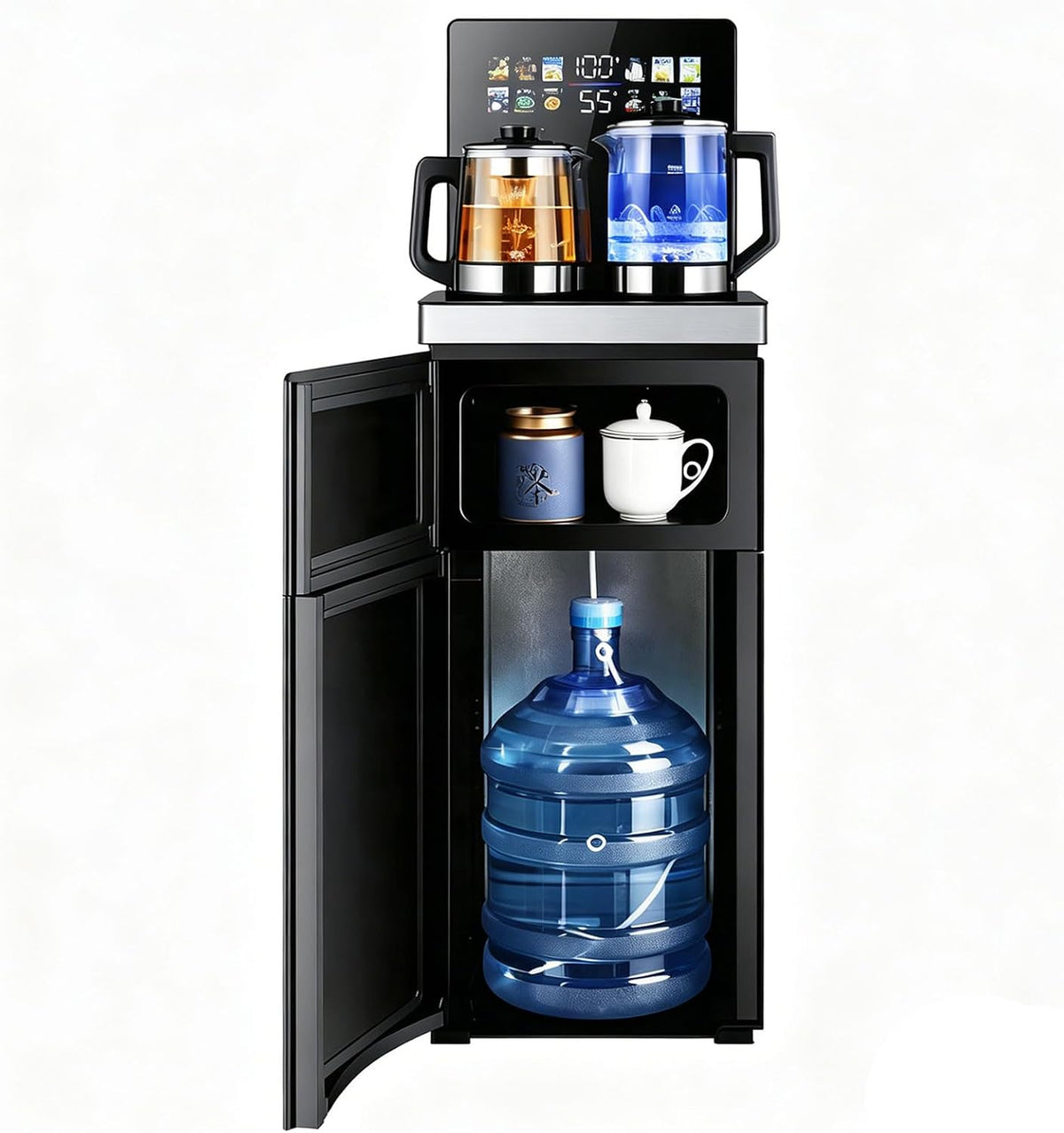Heißwasserspender, Schwarz, vertikale Bodenlademaschine mit LCD-Touchscreen für Zuhause, Büro und gewerbliche Nutzung