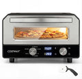FANTASK Pizzaofen, 11,5 L, Kaltgewalzter Stahl, Aluminium-beschichtetes Blech, Gehärtetes Glas, Schwarz