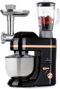 Klarstein Knet- & Rührmaschinen, 1800 W, 5 L, Schwarz, Knetmaschine Küchenmaschine mit Fleischwolf, Teigmaschine Kle