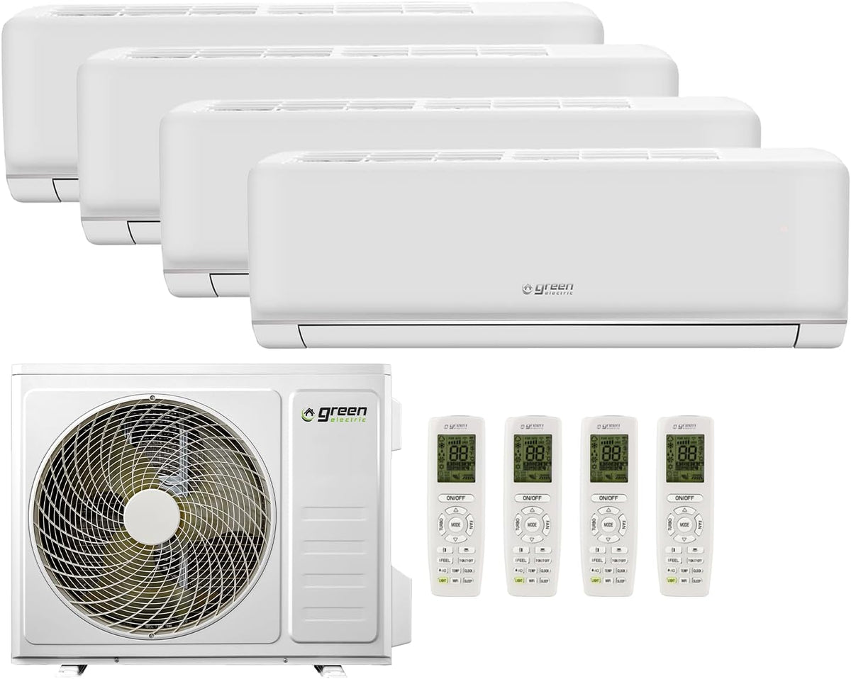 GREEN ELECTRIC Split-Klimaanlage, Weiß, Plus Klimaanlage Quadri Split 9000+9000+9000+18000 BTU, Wi-Fi R32, Energieeffizienz A++/A+
