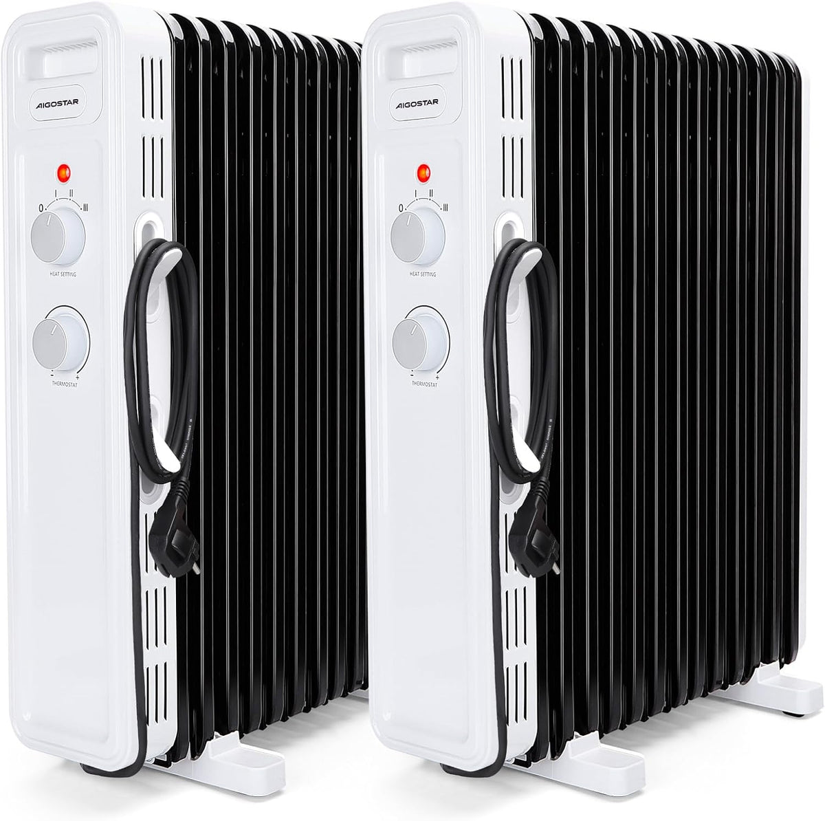 Aigostar Elektroheizkörper, Schwarz, Ölradiator 2500 Watt Energiesparend Heizkörper