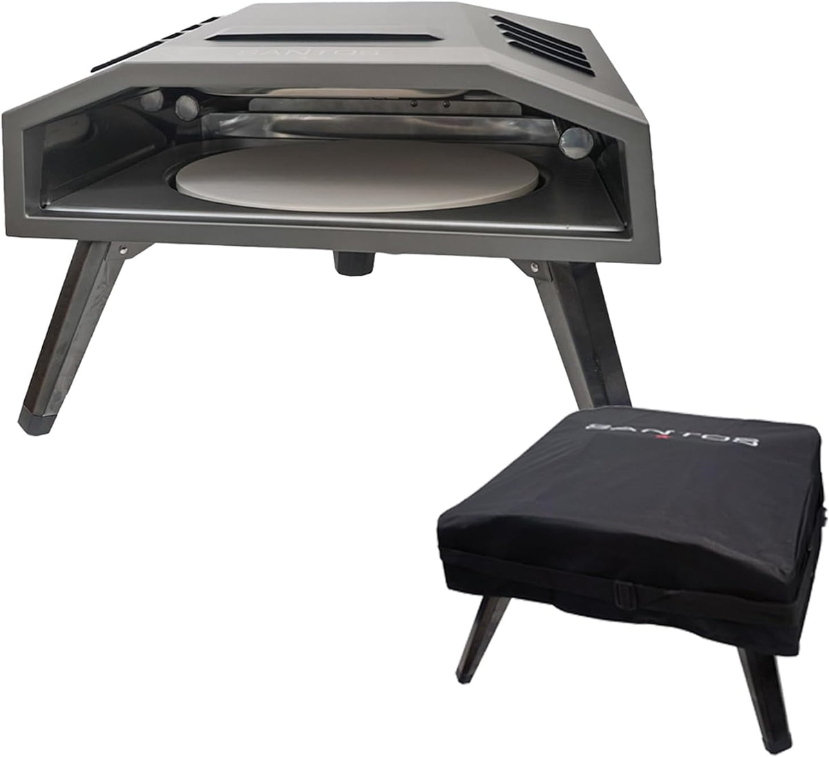 SANTOS Pizzaofen, 37 cm, Schwarz, O-160 - inkl. innovativem Pizza-Drehteller & U-Brenner