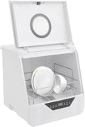 RUETERY Tischgeschirrspüler, ABS, Metall, Weiß, für 5 Gedecke, Mini Spülmaschine mit 4 Waschmodi 360°-Rundumwäsche Mini