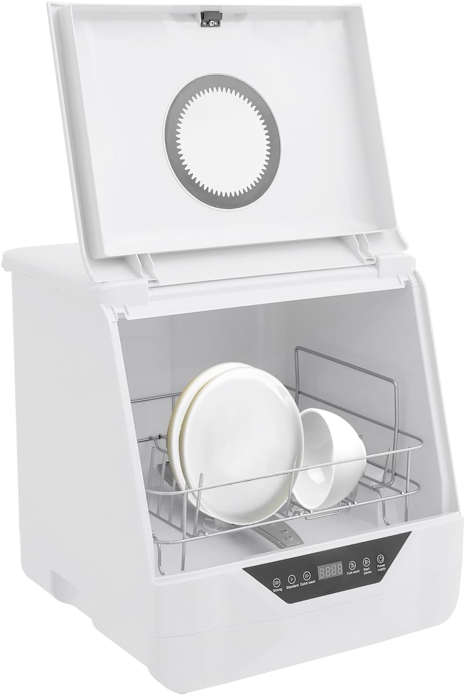 RUETERY Tischgeschirrspüler, ABS, Metall, Weiß, für 5 Gedecke, Mini Spülmaschine mit 4 Waschmodi 360°-Rundumwäsche Mini