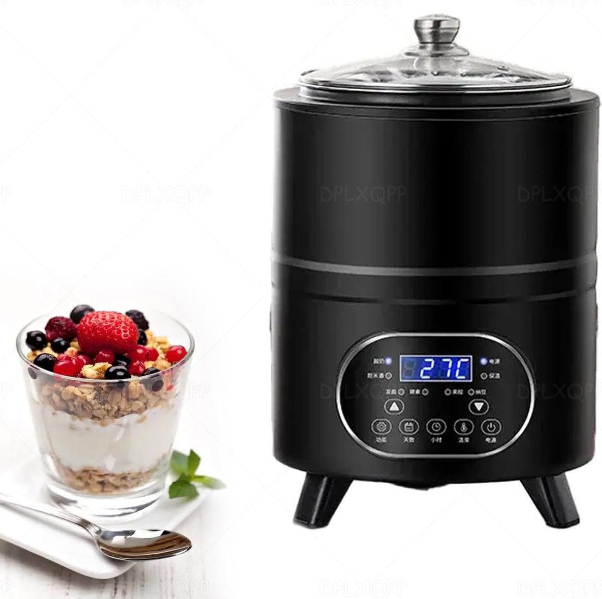 DPLXQPP Joghurtbereiter, 12l, 8l, Silber/Schwarz, Multifunktionaler Joghurtfermenter /, Automatischer Aus Edelstahl 304 Mit Präziser