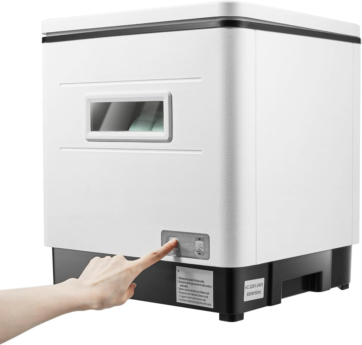 WUSRTO Tischgeschirrspüler, ca. 55 dB (in 5 m Entfernung), 42 × 38,5 × 46,5 cm, 800 W, 800 W, Lebensmittelechtes PP, Edelstahl 201, Silber