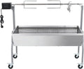 ZXQVLMRS Holzkohlegrill, 129x55x101 cm, Braun, Spanferkelgrill mit Elektromotor Grillwagen für Wild Lamm