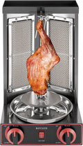 OMGGYER Gastrogrills, 8 kg/17.6lbs, 3000 W, 48 cm, Rostfreier Stahl, Silber, Mini Dönergrill Gas 2 Brenner Kebab Grill Edelstahl