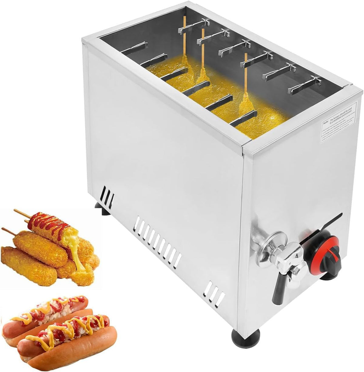 LjlXanthiper Heißluftfritteuse, 21 L, Schwarz, Käse Hot Dog Stickmaschine, Kommerzielle Fritteuse Cheese Hot Dog