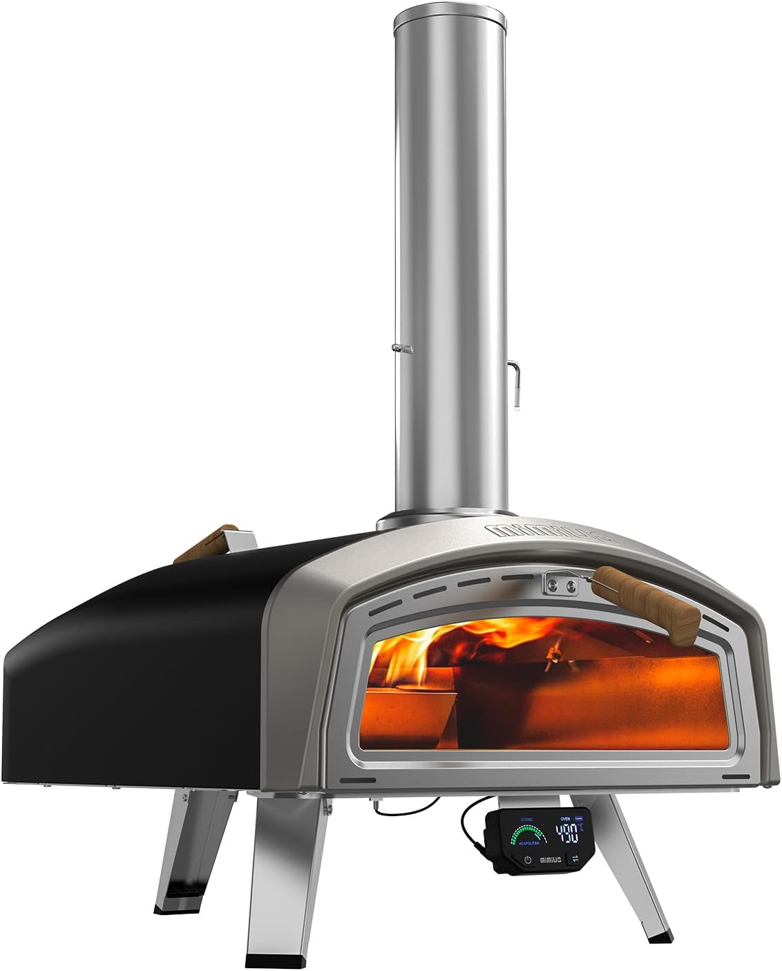 Mimiuo Pizzaofen, Braun, 16' Holz mit Digitaler Dual-Temperatur Hub, Outdoor Garten