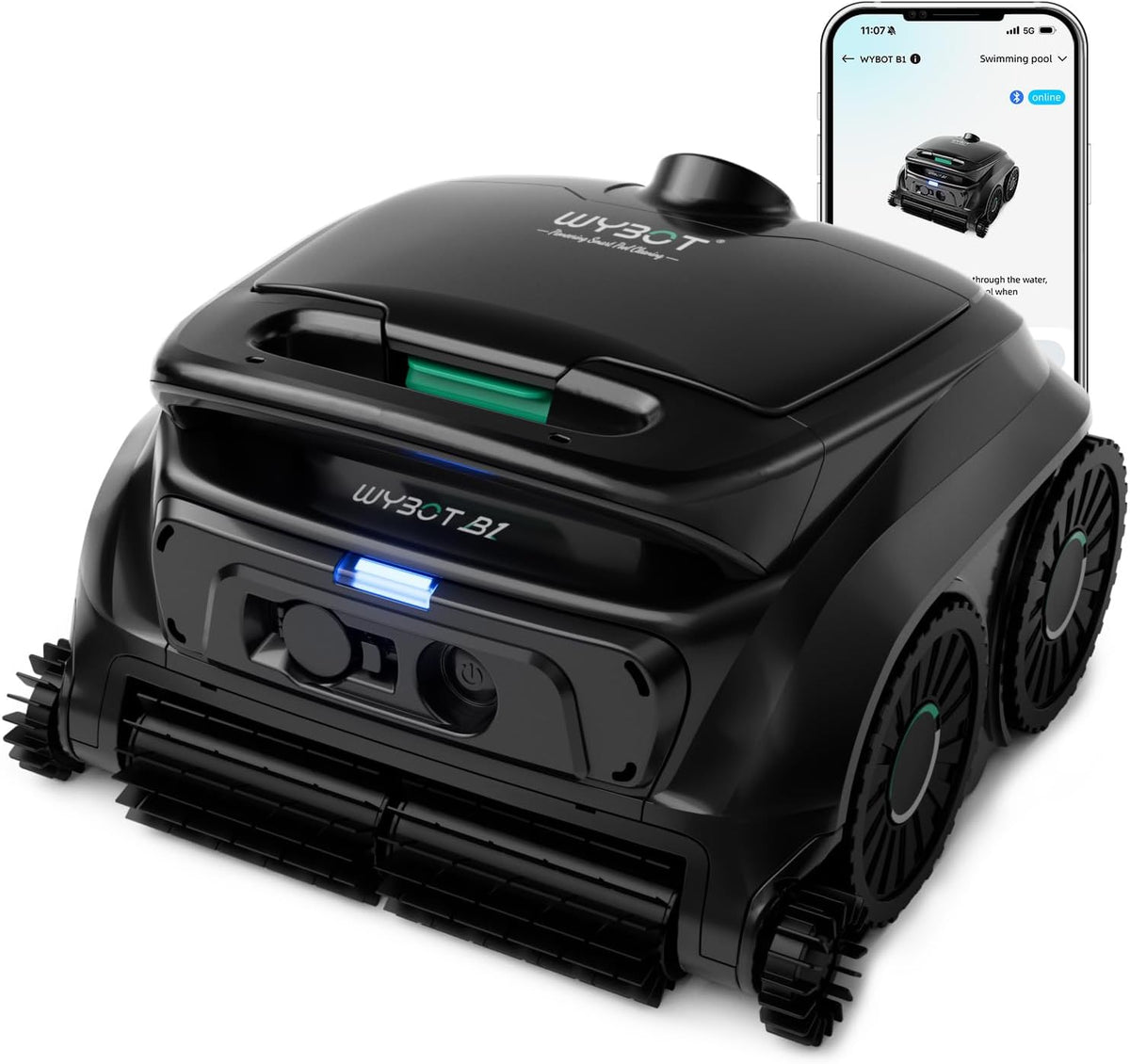 WYBOT Poolroboter, Schwarz, (2026 Neu) B1 Akku Für Wand Und Boden, Kabelloser Mit 120 Min Laufzeit, App-Steuerung