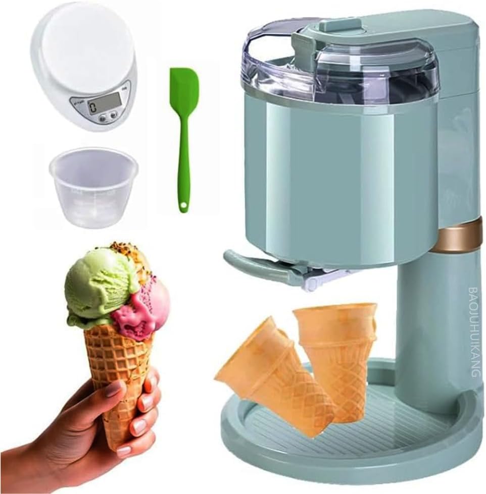 BAOJUHUIKANG Eismaschine, 27 x 42,5 Zentimeter / 10,63 x 16,73 Zoll, 20 W, 1 L, ABS Aluminium in Lebensmittelqualität, Grau