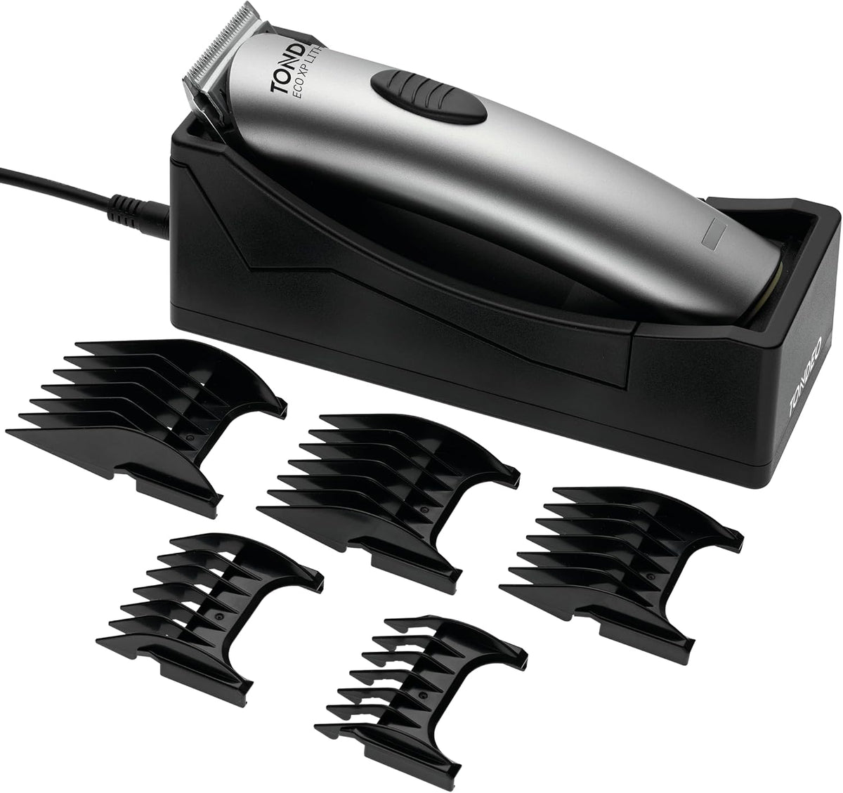 Tondeo Elektrorasierer, 20 mm, Silber, Profi Haarschneidemaschine ECO XP LITHIUM SILVER, Haarschneider inklusive Ladestation und Aufsteckkamm für 5