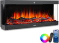 tectake Elektrokamin, 1800 W, 900 W, Grau, Wand Kamin, 2 Heizstufen /, 3D Kaminfeuer Flammeneffekt, 9 Flammen-, 6 Glutbettfarben