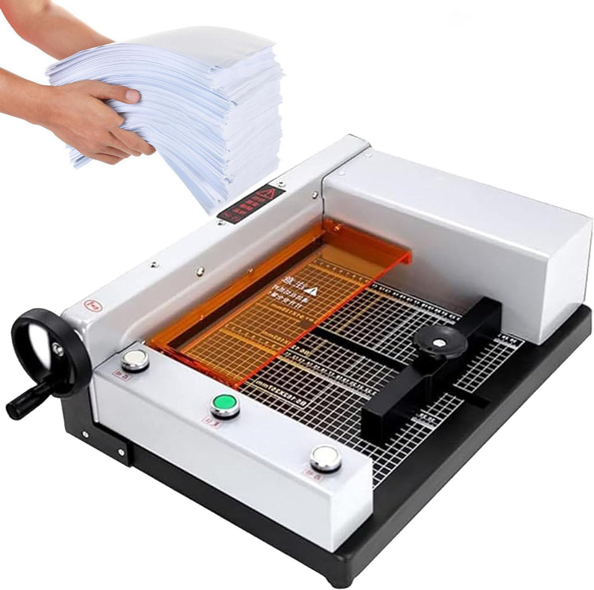TIANQIHAO Allesschneider, 300 Mm, 40 Mm, Stahl, Grau, Elektrischer Papierschneider, Hochleistungs-Papierschneider Mit Automatischer Guillotine