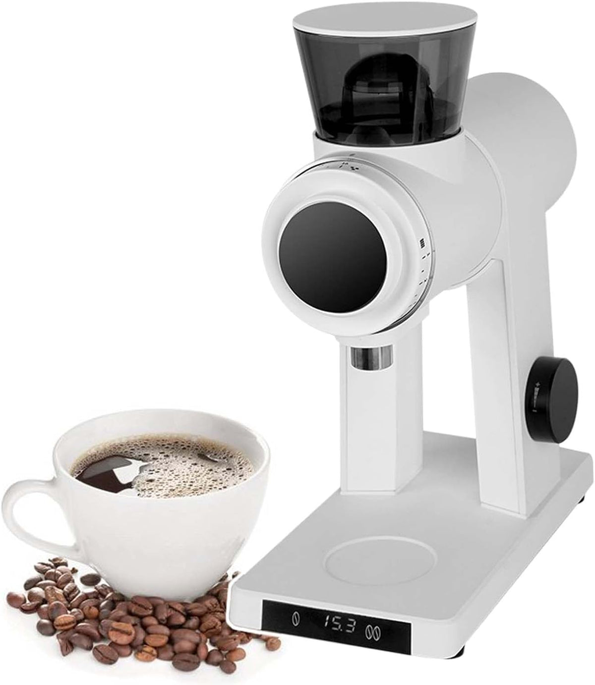 HCAUYNN Elektrische Scheibenmühlen, 300 W, 60 Mm, Schwarz, KaffeemüHle Mit Flachem Mahlwerk, Durchmesser Der Mahlscheibe