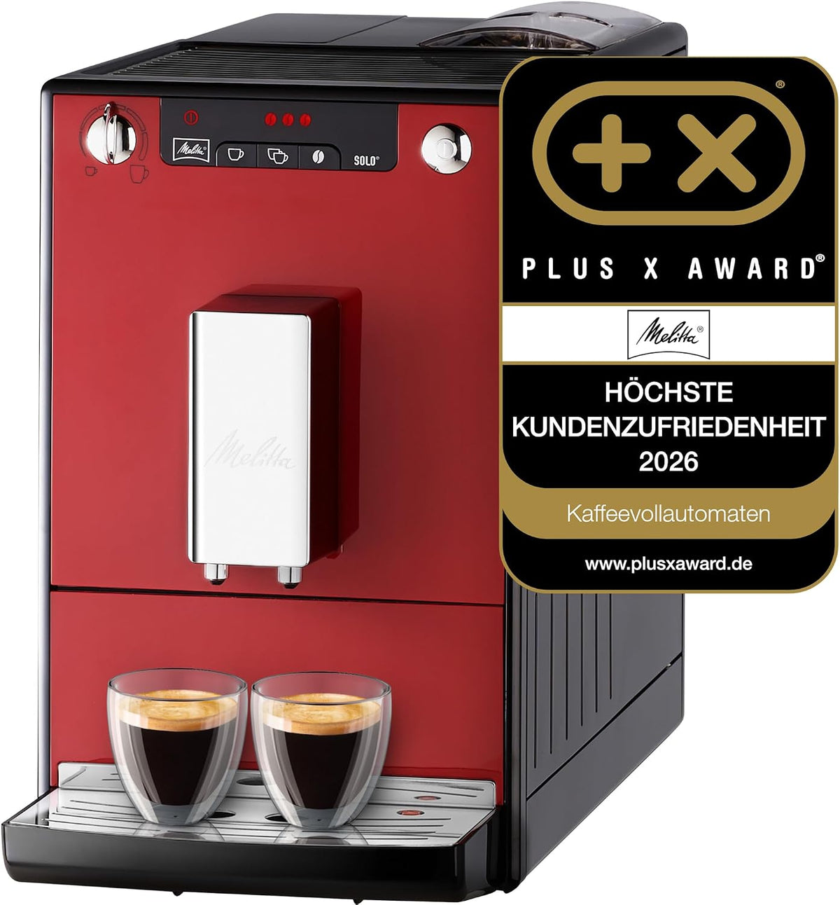 Melitta Kaffeevollautomat, Rot, Caffeo Solo E950-104, Schlanker mit Vorbrühfunktion