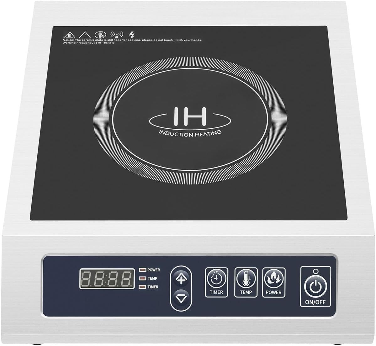 SABUIDDS Kochfeld, 35 cm, Mikrokristallines Glas, Edelstahl, Silber, Induktions Mobil Induktionskochplatte 1 Platte 3500 Watt