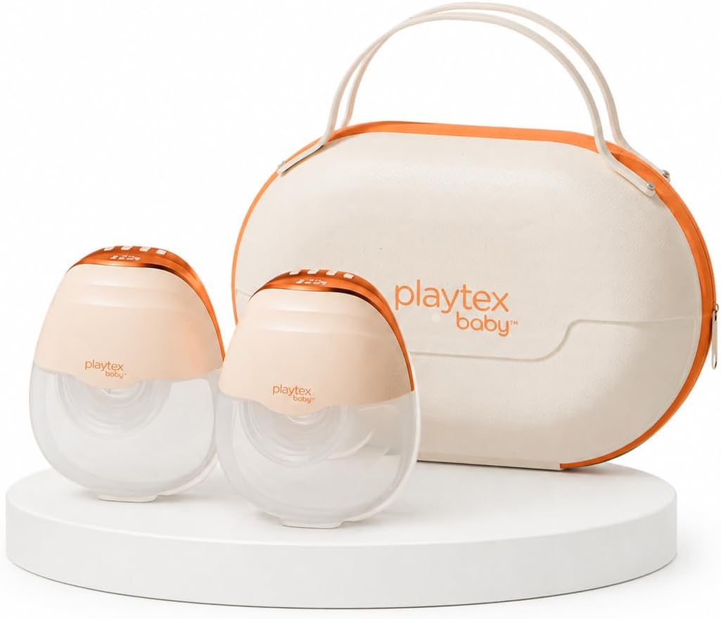 Playtex Baby Essgruppe, Schwarz, H15 Ultradünne tragbare Milchpumpe, freihändige elektrische Milchpumpe mit Premium-Reiseetui