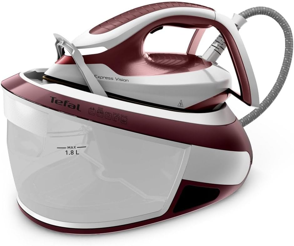 Tefal Dampfbügelstationen, 6,8 Bar, 2800 W, 1,8 L, Rot, Express Vision Dampfbgelstation Anti-Kalk-Kollektor