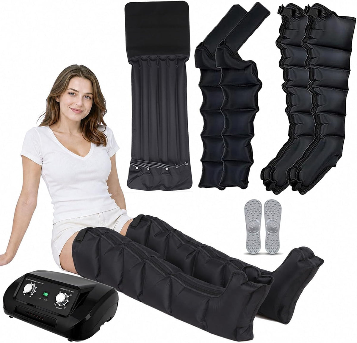 Sofa vanenferse, Schwarz, Lymphdrainage Gerät Beine Bei Lipödem Massagegerät, 6 Luftkammern Lympfdrainage Professionelles Für Be