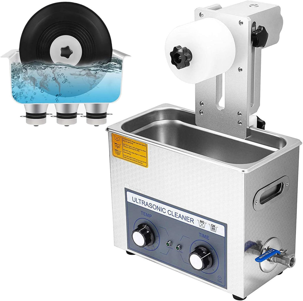 Ultraschall Reinigung & Pflege, 220 V, 6 L, Grau, Schallplattenreiniger mit automatischer Rotation, doppelseitige LP-Reinigung