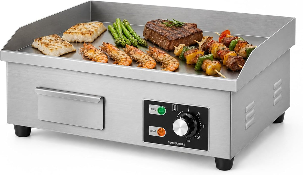 MAGIC SELECT Elektrische Grillpfannen, 55x35 cm, 3000 W, Silber, Elektrische Grillplatte.Professionelle Grillplatte