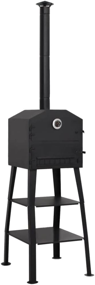 WKIEQACO Pizzaofen, Braun, Haus & Garten, Möbel-Outdoor Holzkohle gebrannt mit 2 Schamottesteinen