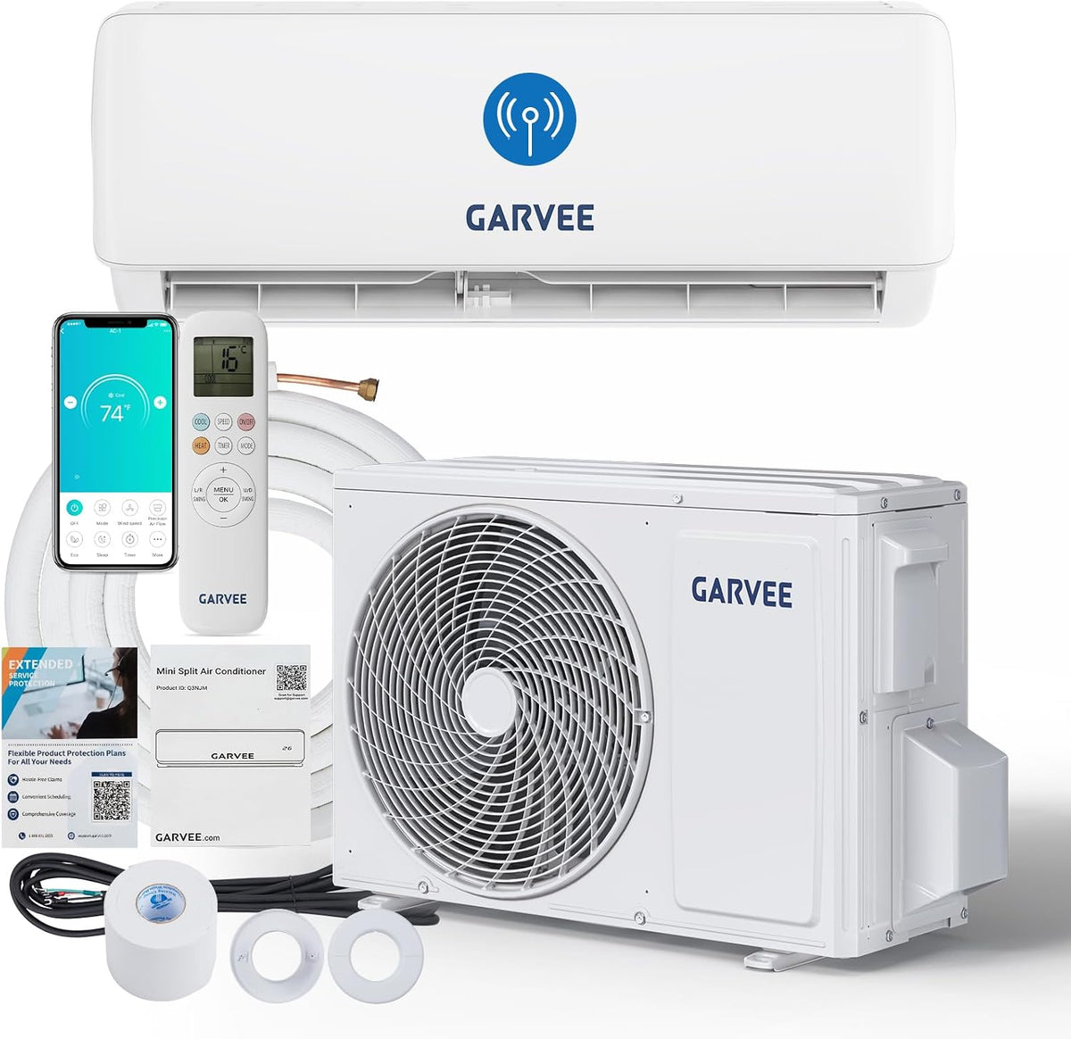 Thaookte Split-Klimaanlage, 3,5 kW, 45 m, Weiß, 12000 BTU mit Inverter, A++ Energieeffizienz, WiFi & App, Kühlen & Heizen