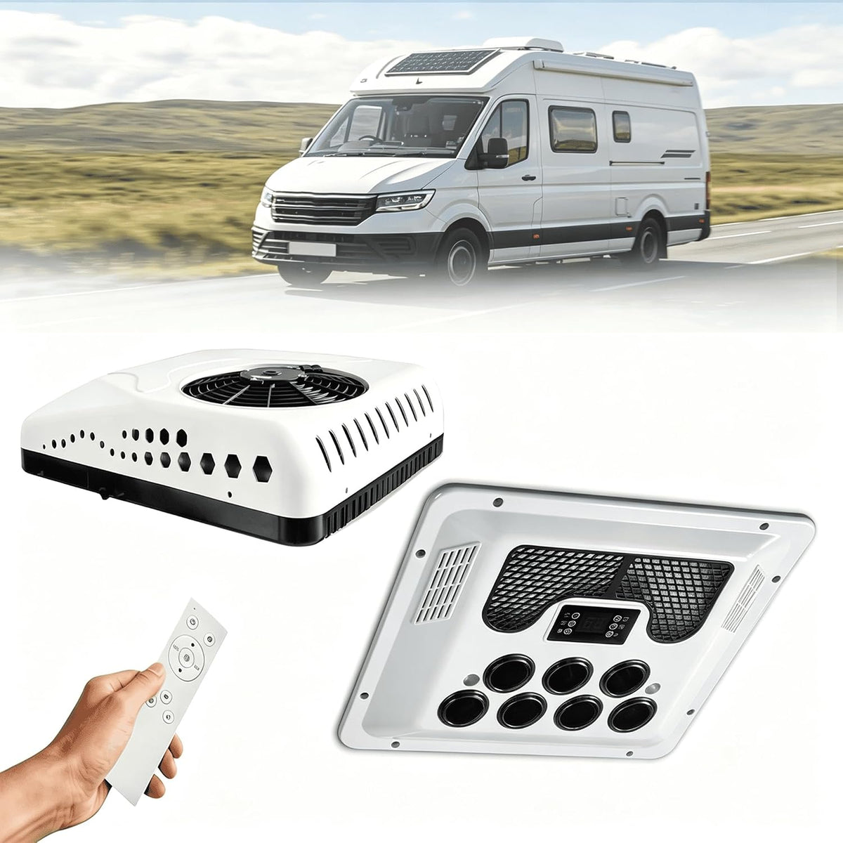 12 V Mobiles Klimagerät, 12 V, Weiß, Klimaanlage, universelle Dach-Klimaanlage, 7850 BTUKühler und Heizung