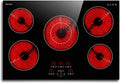 Karinear Kochfeld, 8700 W, 77CM, 240 V, Schwarz, Glaskeramik 5 Platten, 5 Herdplatten mit erweiterbarer Doppelzone