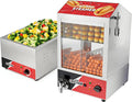 crosson Stövchen & Speisewärmer, 42 L, Schwarz, Hot Dog Dampfgarer, 175 Hot Dogs und 50 Brötchen, Gastronorm Bain Marie