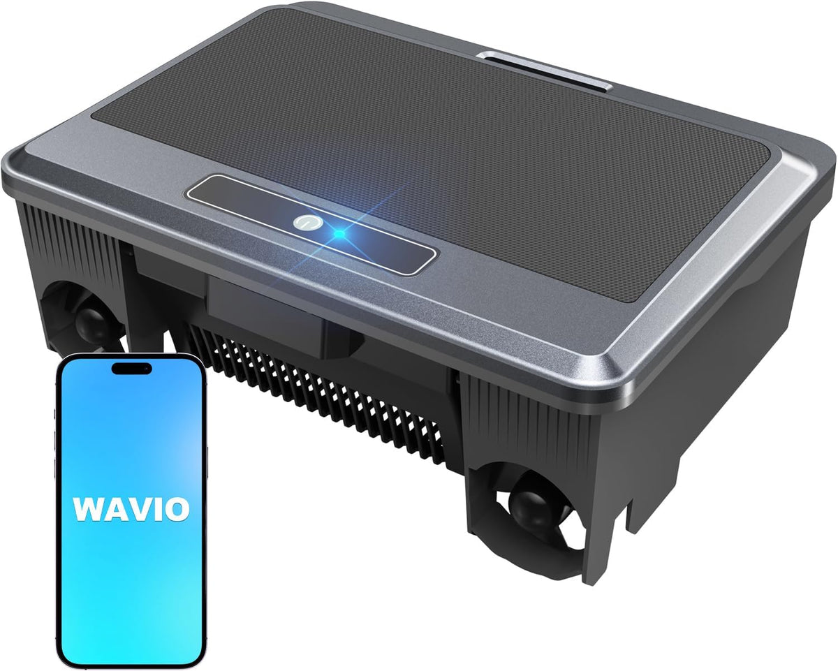 WAVIO Poolroboter, Schwarz, 2026 Neu F1T Solar Pool Skimmer Roboter, Akku mit App-Steuerung, Duale Ladeoptionen