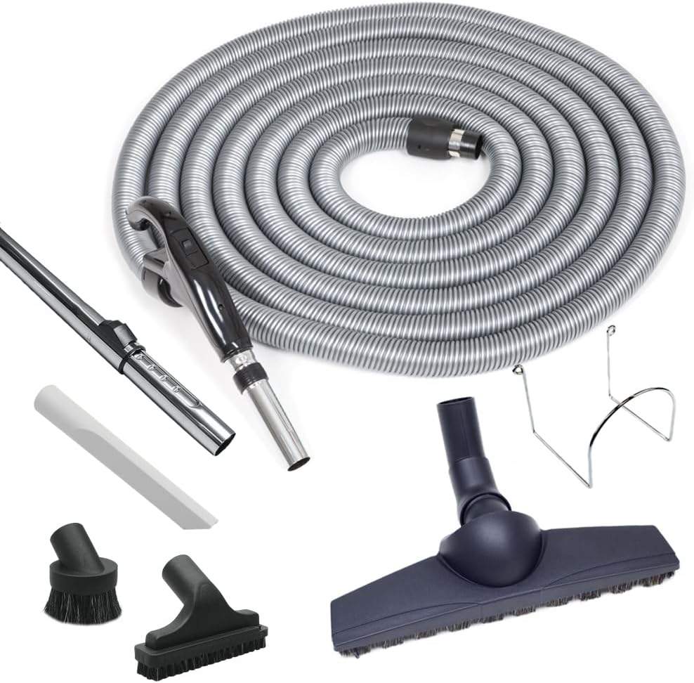 XANVAC Staubsauger, 15m, 9m, Schwarz, Zentral Saugschlauch Set - Hartboden - vers. Längen 9